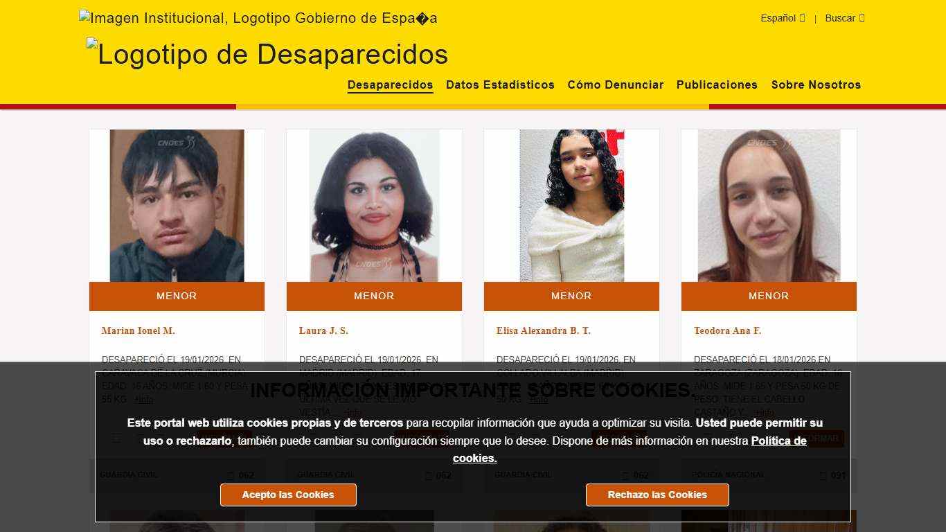 Centro Nacional de Personas Desaparecidas (CNDES) - Personas desaparecidas en España - Ministerio del Interior