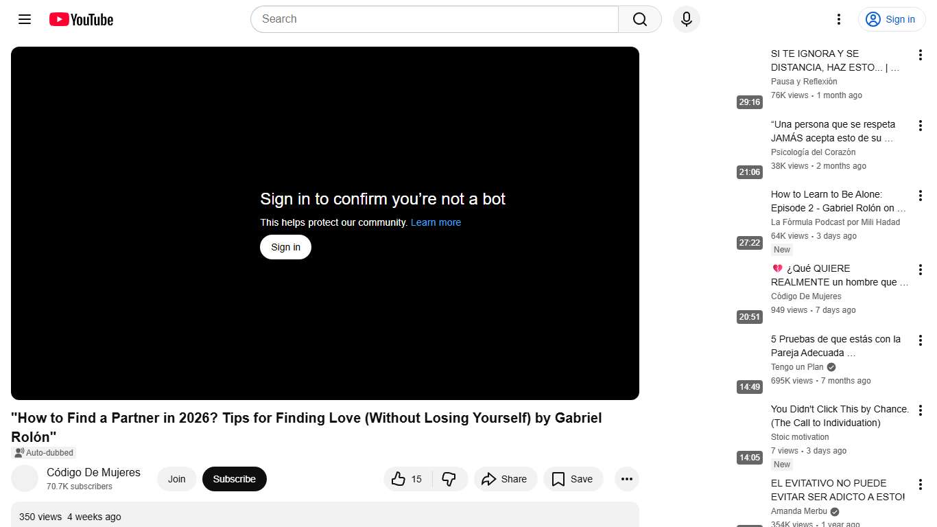 "How to Find a Partner in 2026? Tips for Finding Love (Without Losing Yourself) by Gabriel Rolón" - YouTube